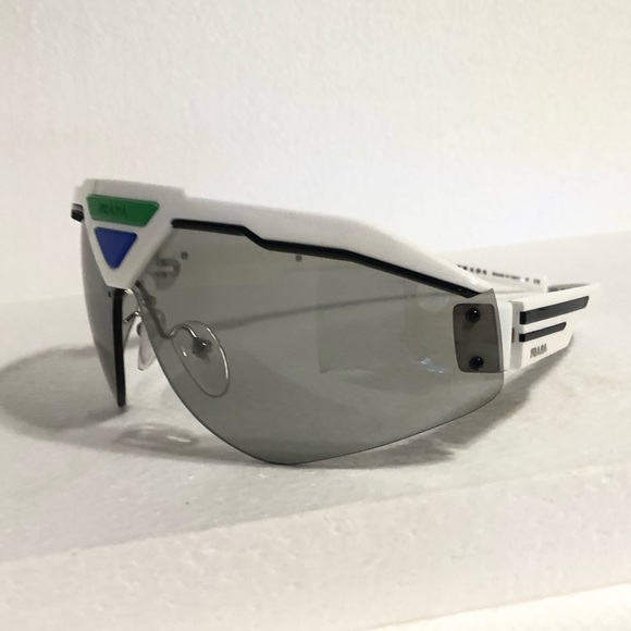 ? Prada white, blue & green Shield Sunglasses main image 11